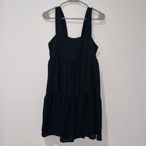 Black sleeveless mini dress